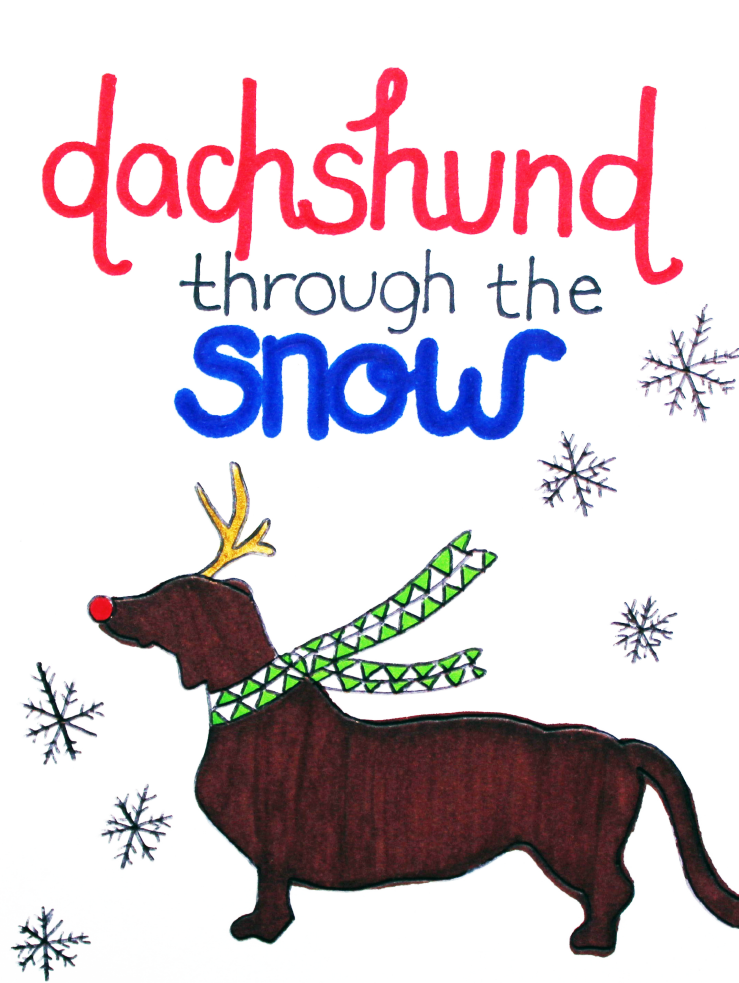 Daschund Through The Snow Holiday Card