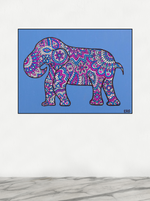Blue & Pink Elephant Print