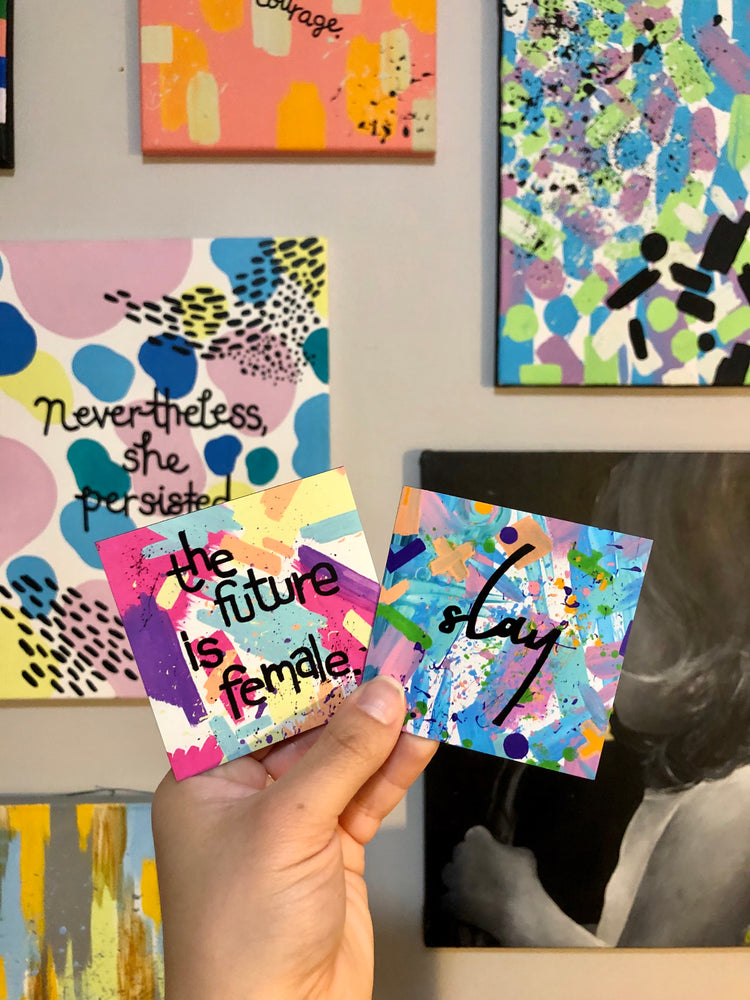Ignite your inner girl boss with my Slay magnets! They're the perfect way to spruce up your fridge. They also make great gifts! Pair them with one of my homemade greeting cards and send a girlfriend something that will make her smile.