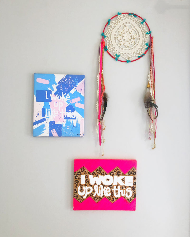 Erica Goldstein, founder of The Blank Canvas Company, creates handmade artwork - canvases, prints and greeting cards - to empower women. Her artwork, including her "I Woke Up Like This" canvases, are the perfect way to brighten up your bedroom!