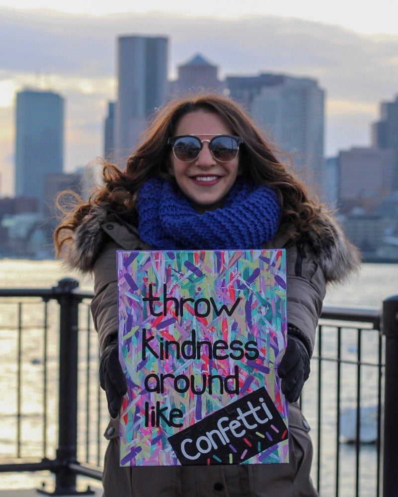 The Blank Canvas Company creates bold + bright original canvases, prints and planters to empower your inner bad ass. Her female-forward artwork, like her "Throw Kindness Like Confetti" print, make great gifts for every occasion and celebration.