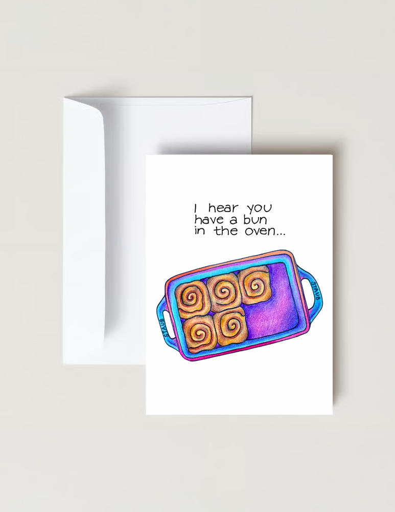 Cinnamon Bun In The Oven New Baby Card