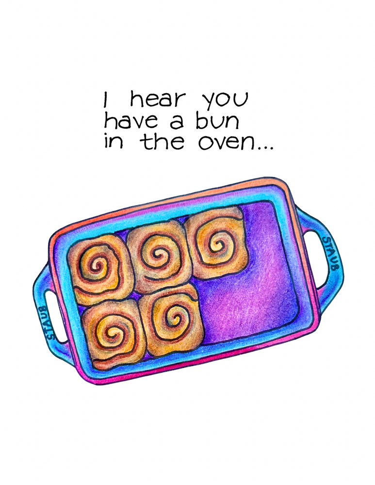Cinnamon Bun In The Oven New Baby Card