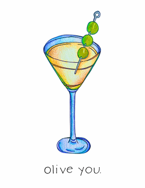 Olive You Just a Martini Bit Couples & Friendship Card