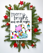 Merry, Bright & Up All Night Holiday Card