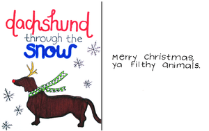 Daschund Through The Snow Holiday Card