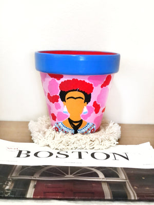 My “Frida" planter is inspired by my girl + fellow artist, Frida Kahlo. It's meant to pair the vibrancy of nature + the boldness of the strong ladies who have paves the way towards female empowerment.