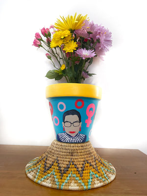 My “RBG" planter is inspired by the queen of the court - Miss Ruth Bader Ginsburg (may this goddess rest in peace). It's meant to pair the courage + the boldness of this strong female lead who has paved the way towards female empowerment.