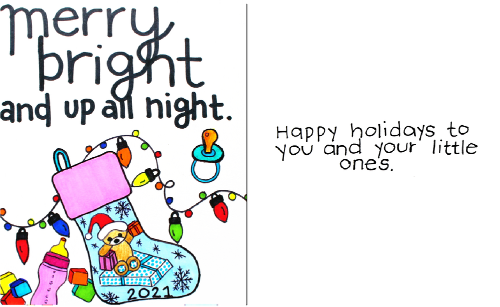 
                
                    Load image into Gallery viewer, Merry, Bright &amp;amp; Up All Night Holiday Card
                
            