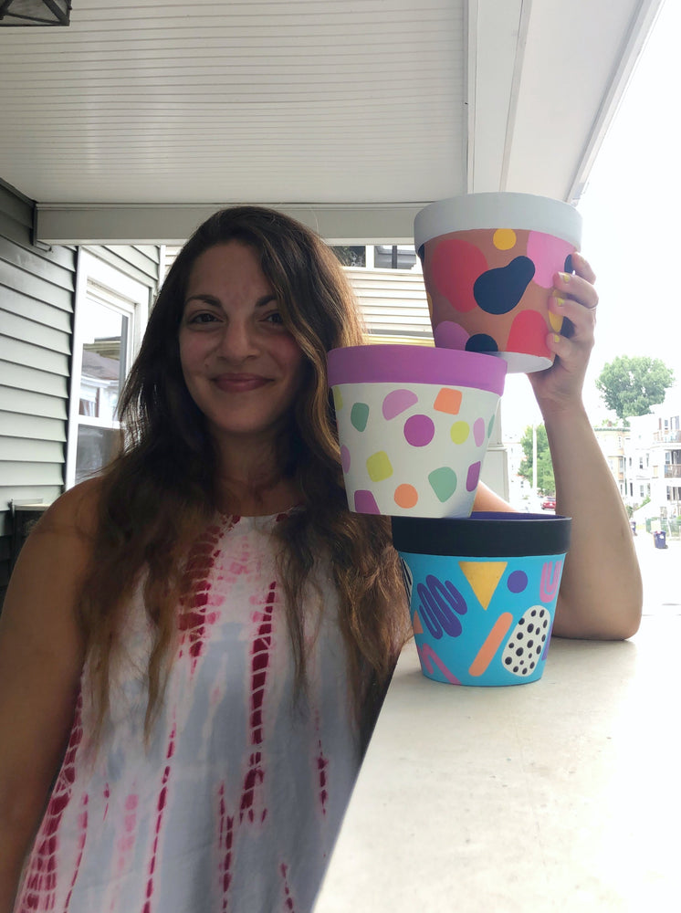 My “Pastel Sprinkle” hand painted terracotta planter was inspired by one of my favorite cupcake and ice cream flavors - Funfetti! 