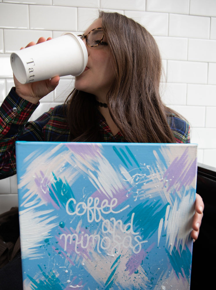 The “Coffee & Mimosas” 12"x12" original canvas pairs together my two favorite breakfast drinks. It’s a little energy mixed with an little bit of party. If you need some coffee bar art, or just a coffee (*raises hand*), this one’s for you.