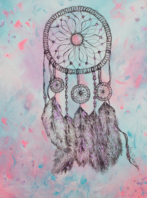 
                
                    Load image into Gallery viewer, The “Pastel Dreamcatcher” art print is perfect for the dreamers &amp;amp; believers. It’s meant to inspire and serve as a reminder that no dream is too big to chase. This piece is great for a nursery or girl’s bedroom. The prints are available in 5&amp;quot;x7,&amp;quot; 8&amp;quot;x10&amp;quot; and 11&amp;quot;x14&amp;quot;.
                
            