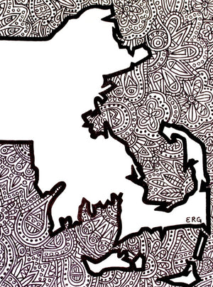 
                
                    Load image into Gallery viewer, My “Map of Massachusetts (Black and White)” 9&amp;quot;x12&amp;quot; original canvas is a symbol of my new home - Boston. This city gives me all the warm &amp;amp; fuzzies. I hope this canvas does the same for you. There&amp;#39;s no place like home!
                
            
