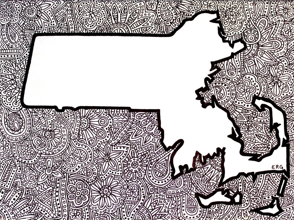 
                
                    Load image into Gallery viewer, My “Map of Massachusetts (Black and White)” 9&amp;quot;x12&amp;quot; original canvas is a symbol of my new home - Boston. This city gives me all the warm &amp;amp; fuzzies. I hope this canvas does the same for you. There&amp;#39;s no place like home!
                
            