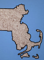 Map of Massachusetts Print (Blue)