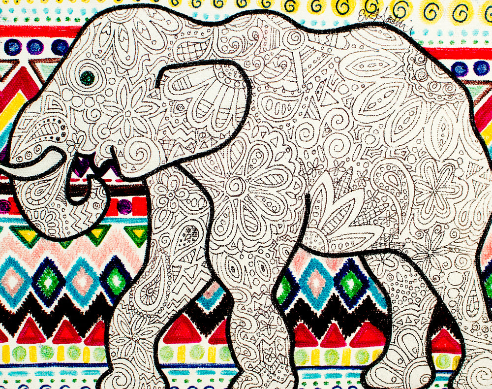 My “Multi-Color Elephant" 8"x10" art print was the first of my elephant series - and my favorite - because of the color and patterns. I hope it brings good vibes, positivity, and a sense of calm to your living space!
