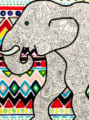 My “Multi-Color Elephant" 5"x7" greeting card was the first of my elephant series - and my favorite - because of the color and patterns. I hope it brings good vibes, positivity, and a sense of calm to your recipient!