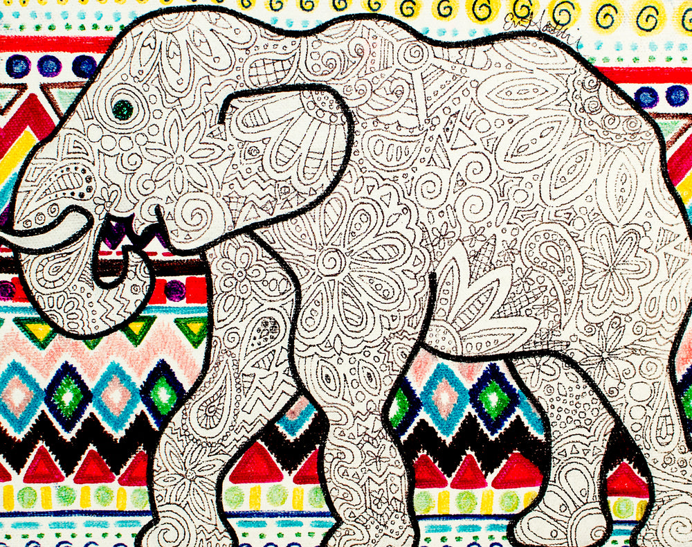 My “Multi-Color Elephant" 5"x7" greeting card was the first of my elephant series - and my favorite - because of the color and patterns. I hope it brings good vibes, positivity, and a sense of calm to your recipient!