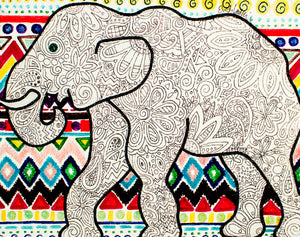 My “Multi-Color Elephant" 5"x7" greeting card was the first of my elephant series - and my favorite - because of the color and patterns. I hope it brings good vibes, positivity, and a sense of calm to your recipient!