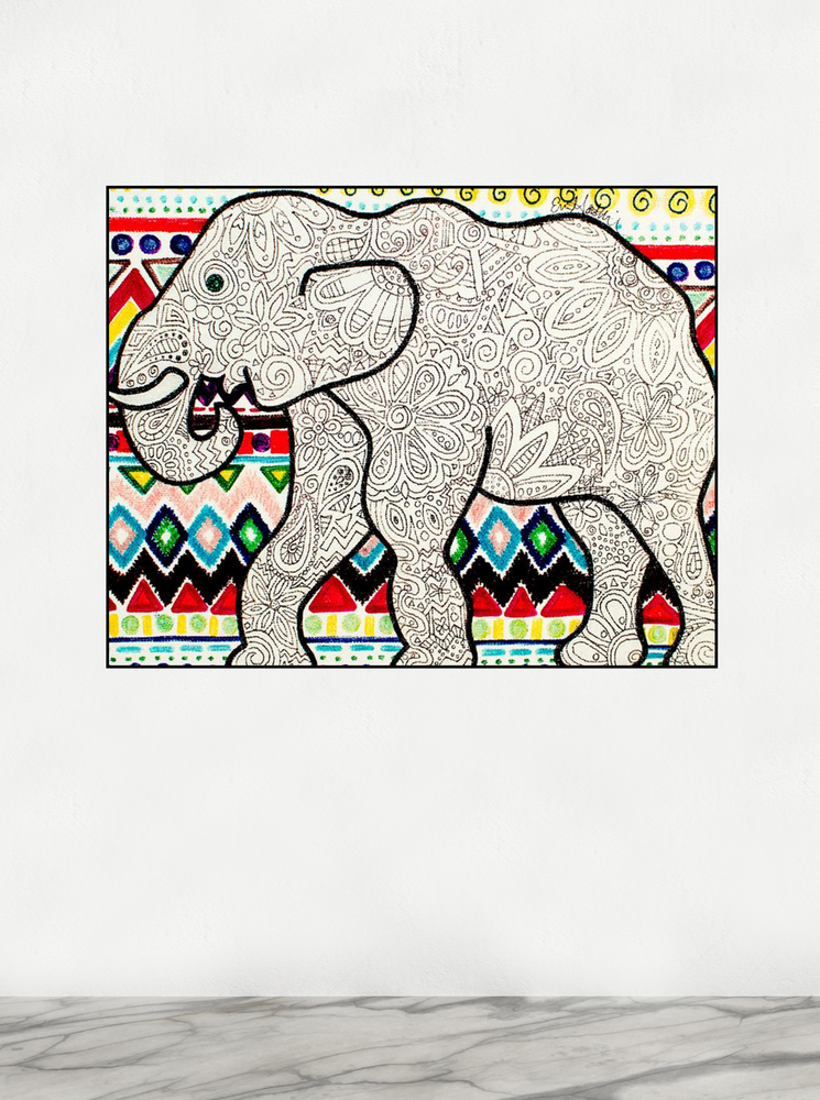 
                
                    Load image into Gallery viewer, My “Multi-Color Elephant&amp;quot; 8&amp;quot;x10&amp;quot; art print was the first of my elephant series - and my favorite - because of the color and patterns. I hope it brings good vibes, positivity, and a sense of calm to your living space!
                
            