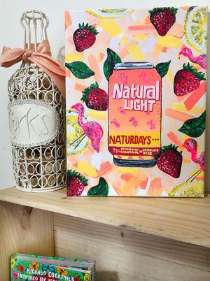 
                
                    Load image into Gallery viewer, My “Natural Light Naturdays” art print is a bold and funky interpretation of Natural Light&amp;#39;s strawberry &amp;amp; lemonade beer that&amp;#39;s making waves. I had WAY too much fun working on this guy. Prints available in 8&amp;quot;x10&amp;quot; and 11&amp;quot;x14&amp;quot;.
                
            