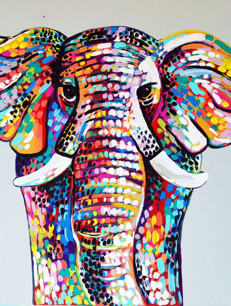 
                
                    Load image into Gallery viewer, My “Rainbow Elephant” original canvas is colorful, vibrant and bold. I hope it brings good vibes, positivity, and a pop of color to your living space. Available in 8&amp;quot;x10&amp;quot; or 11&amp;quot;x14&amp;quot;.
                
            