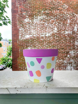 My “Pastel Sprinkle” hand painted terracotta planter was inspired by one of my favorite cupcake and ice cream flavors - Funfetti! 