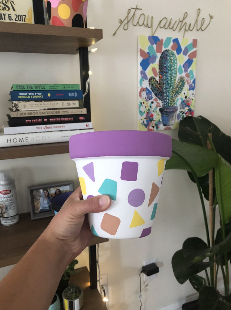 My “Pastel Sprinkle” hand painted terracotta planter was inspired by one of my favorite cupcake and ice cream flavors - Funfetti! 